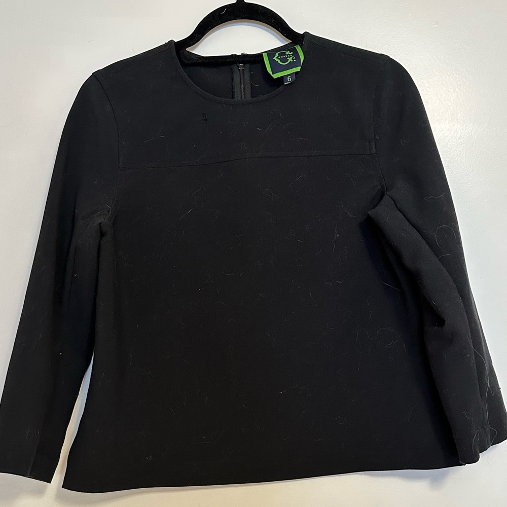 C Wonder black blouse with piping